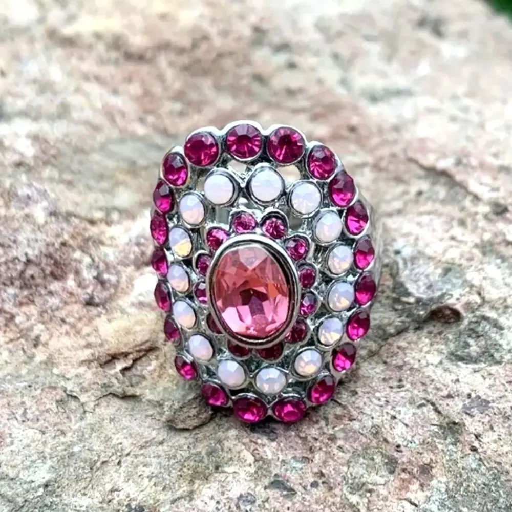 925 Vintage handcrafted alloy Retro Gemstone jeweled ring sz 7